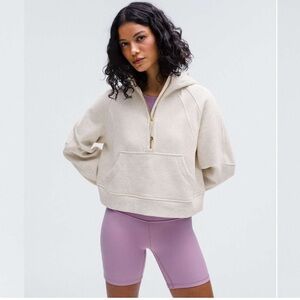 Lululemon Scuba Oversized Half Zip Hoodie Heathered Bone Gold Size XL / XXL NEW